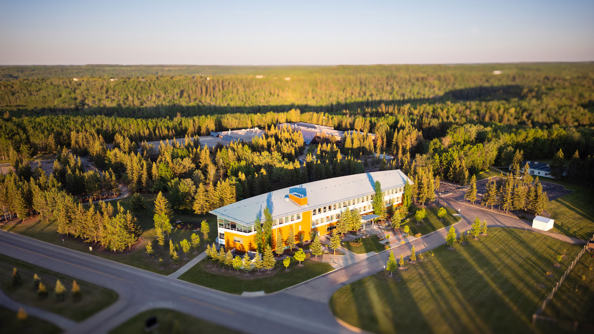 an aerial view of Athabasca University campus