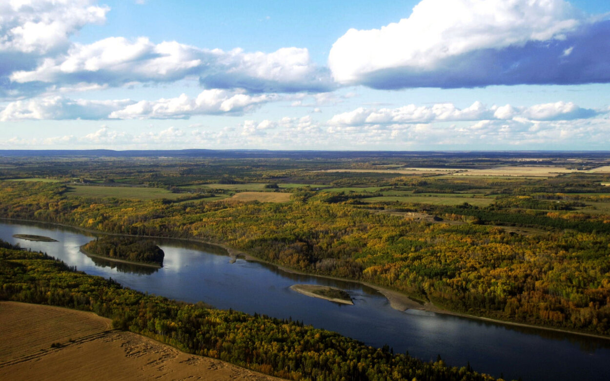 A view of the Athabasca River near the town of Athabasca.