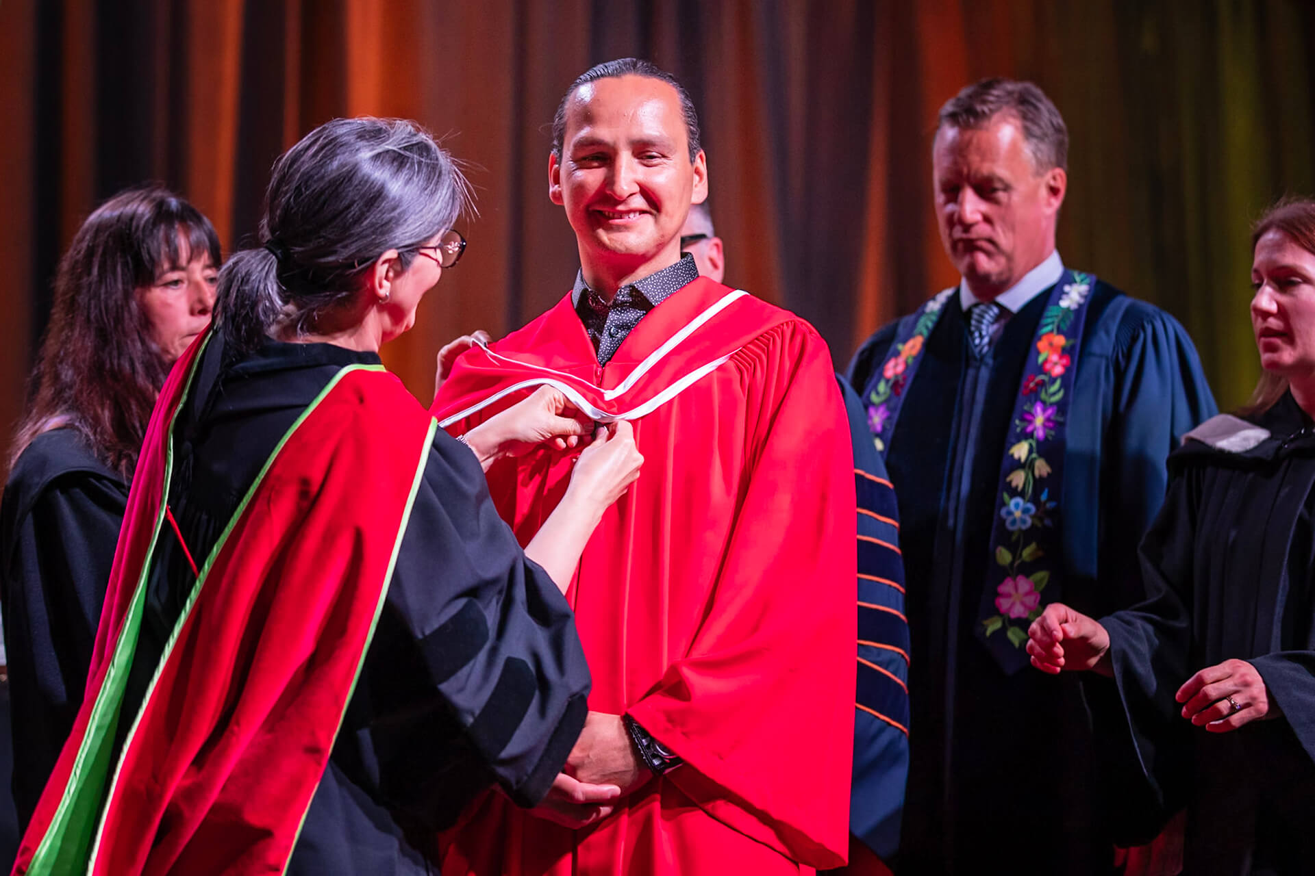 Chief Cadmus Delorme receiving an honorary degree