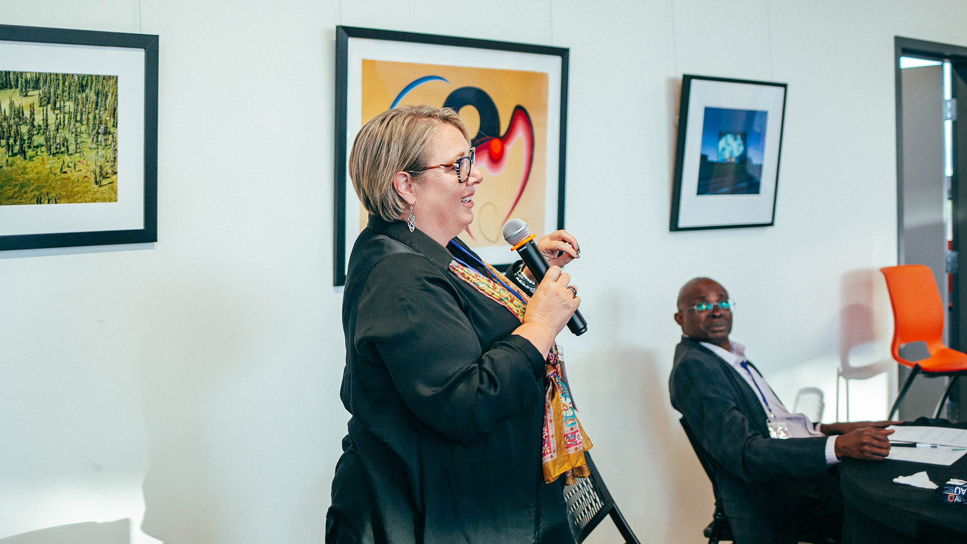 AU Deputy Provost asks a question during a student presentation