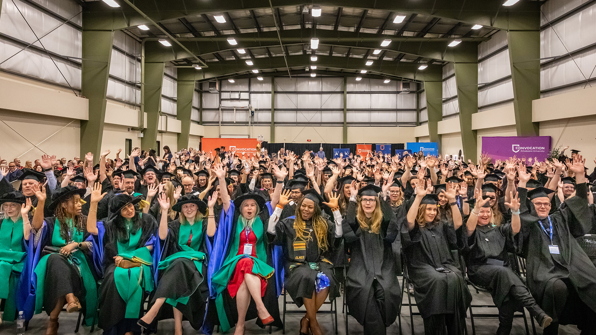 Graduates cheer at the largest convocation in athabasca to date