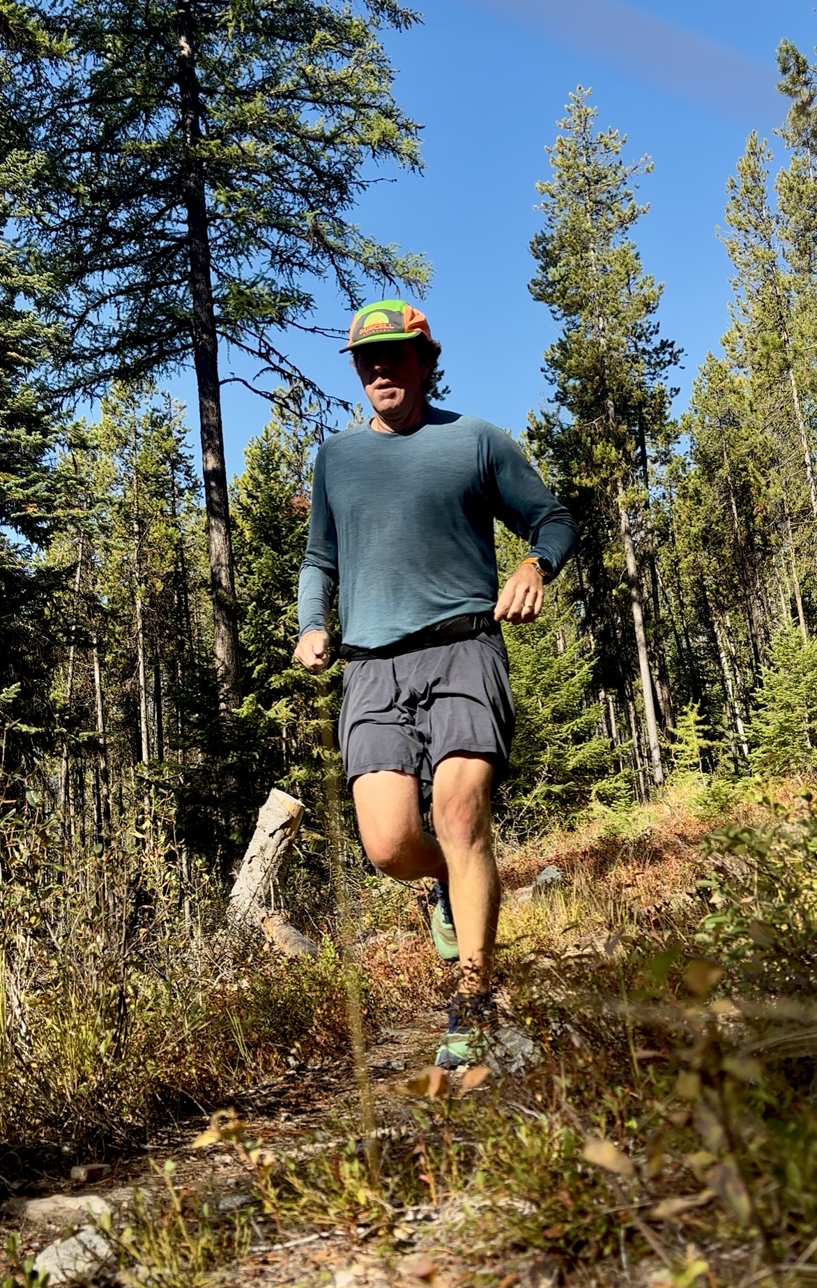 Vallance running on rugged terrain