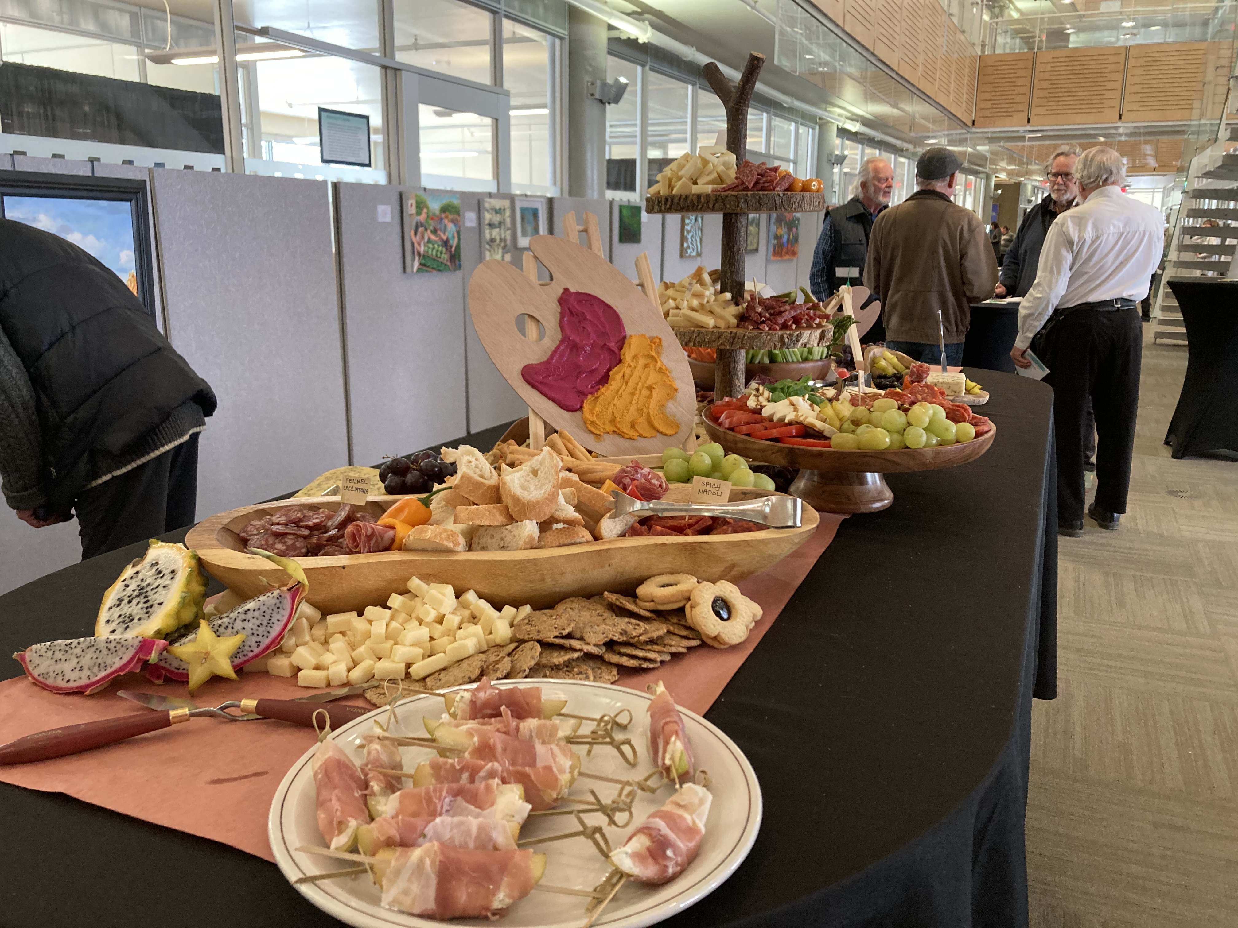 Art themed food on a table for guests