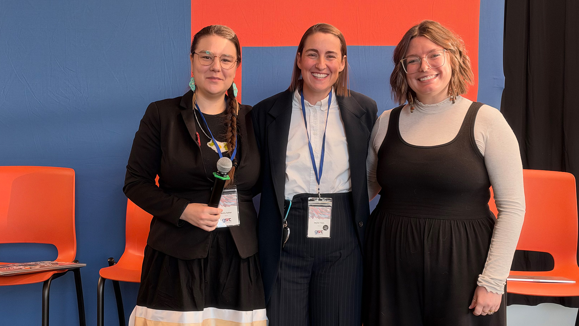 Molly Salter (Bachelor of Arts, Anthropology '25), Skyler Todd (Master of Counselling '24), Shelby Hopland Guidi, Master of Arts in Interdisciplinary Studies '19)