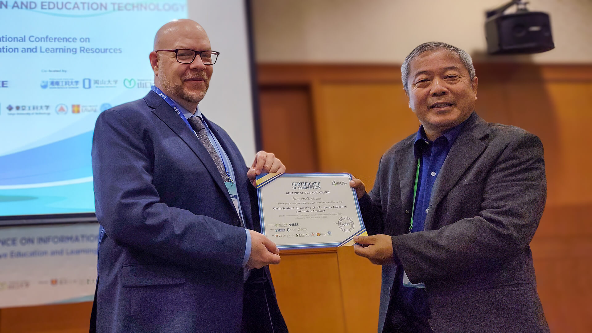 Rob Schmidt gave an award-winning presentation at an academic conference in Japan while earning a Bachelor of Science in Computing and Information Systems