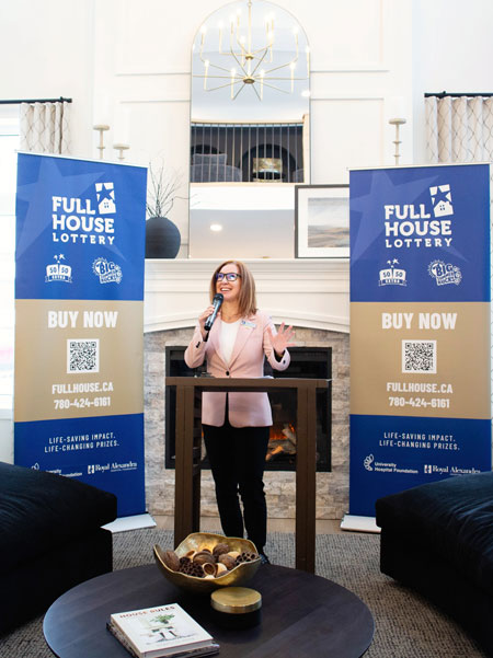 Sharlene Rutherford speaking at an event