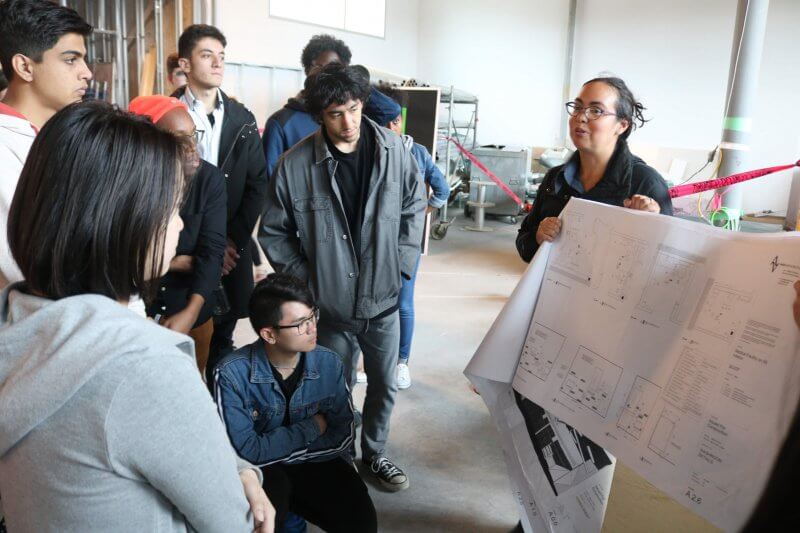 Cynthia Dovell, an architect and instructor with Athabasca University's architecture program, gave dual-credit students a first-hand look at a building she designed as part of a dual-credit course with high-school students.