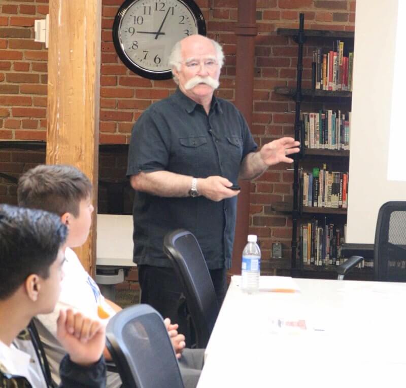 Architect Barry Johns speaks to students at Centre High as part of a dual-credit architecture fundamentals course.