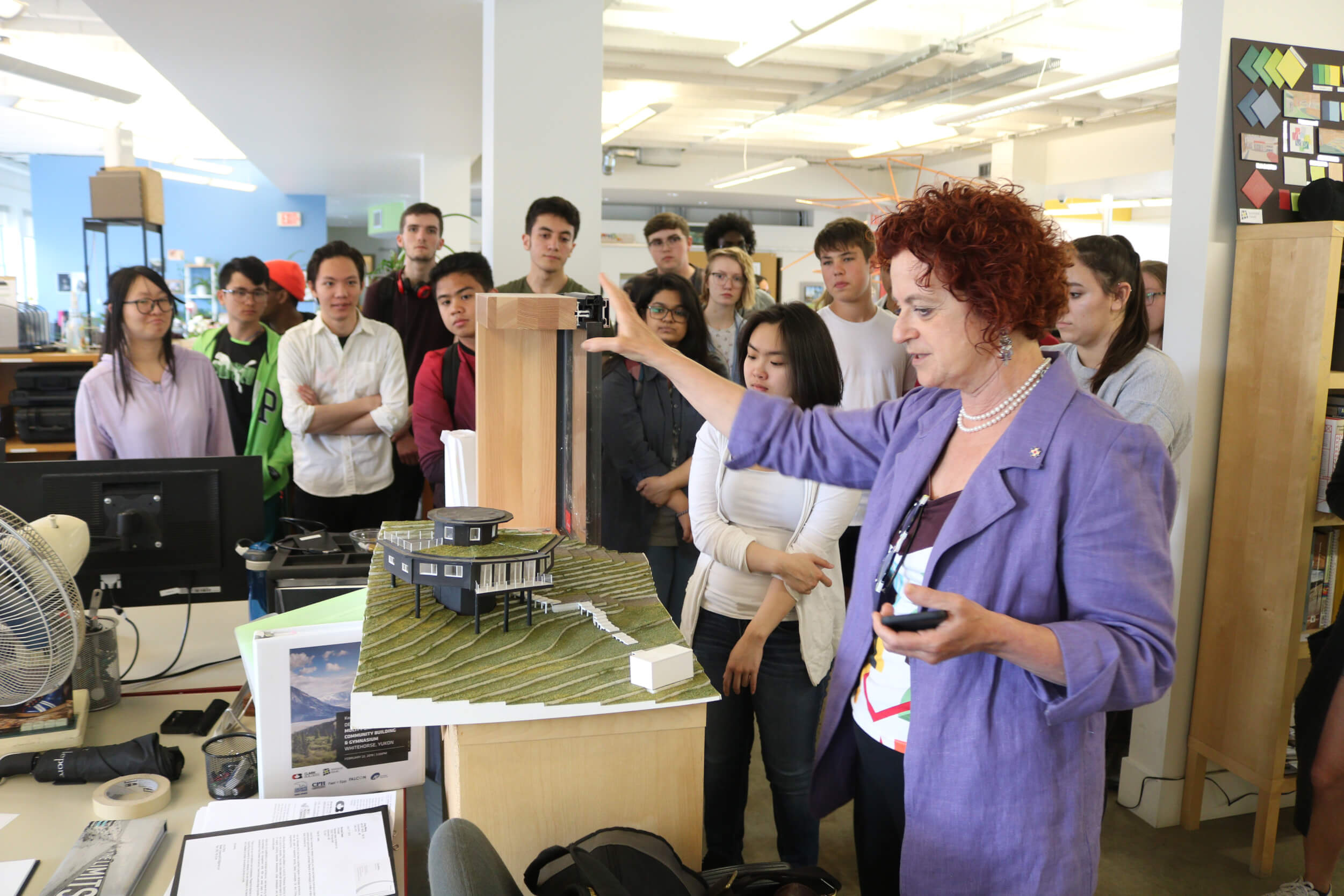 Vivian Manasc, Principal with architecture firm Manasc Isaac and chair of AU's Board of Governors, gave students a tour of her downtown studio.