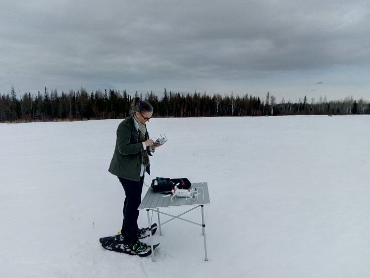 Dr. Frédérique Pivot uses remote sensing techniques, including unmanned aerial vehicles, to measure snow melt and water availability in the Rocky Mountains.