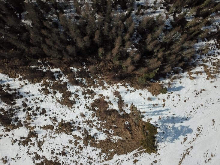 Aerial images like this one, taken using an unmanned aerial vehicles, help Athabasca University researcher Dr. Frédérique Pivot measure snow melt and water availability in the Rocky Mountains—a technique that could be replicated elsewhere.