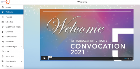 Screenshot of the welcome video that was available in the virtual convocation platform