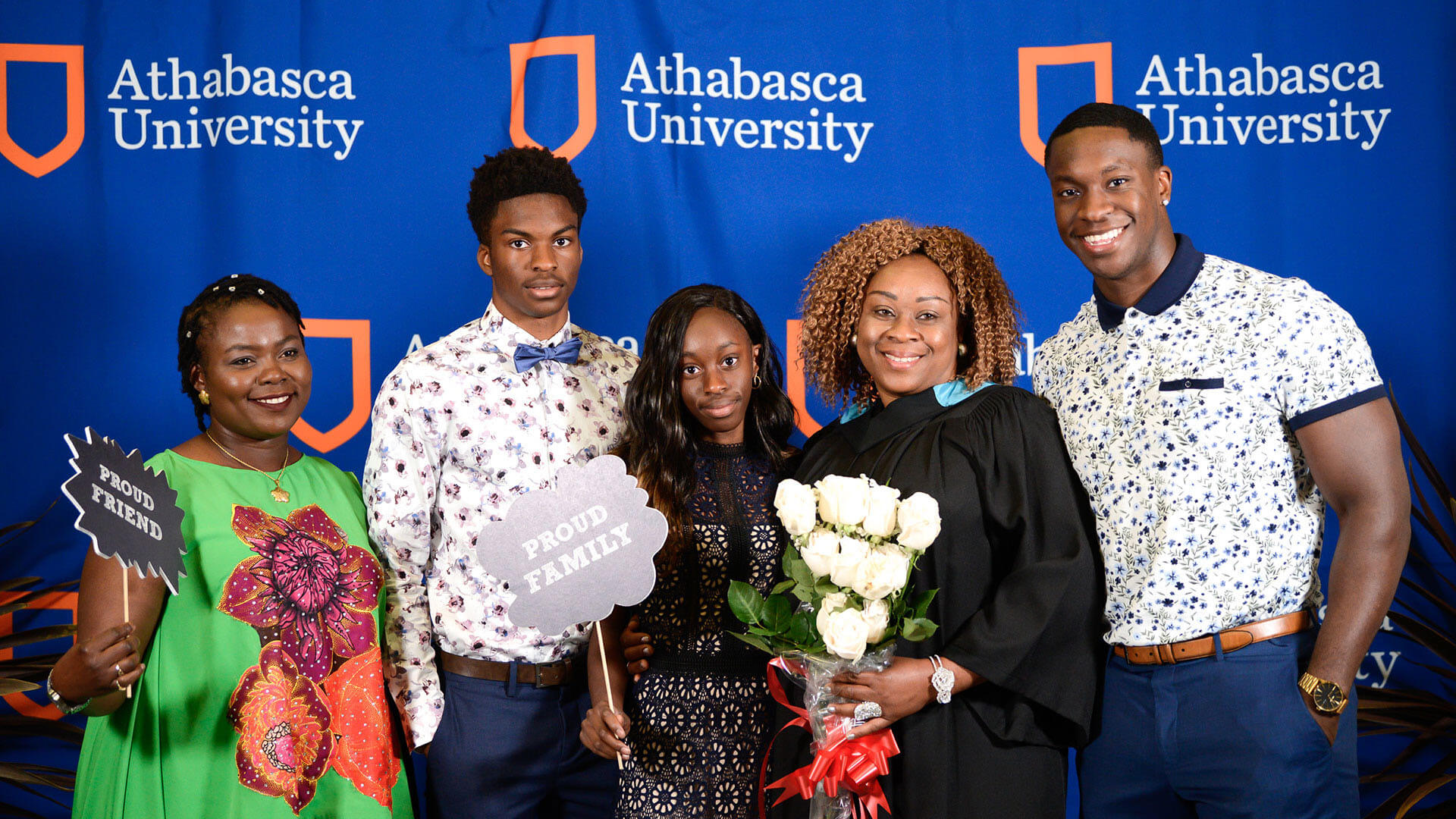 A new AU graduate celebrates convocation in 2015 with her proud family.