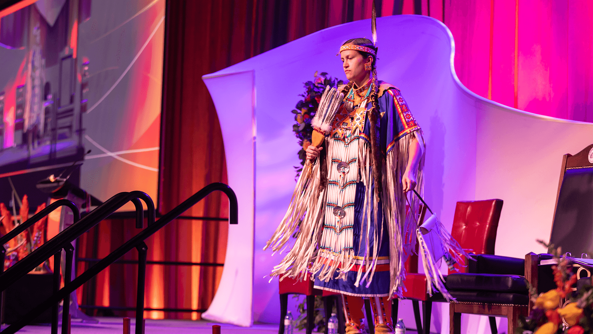 still image of an Indigenous dancer wearing traditional outfit