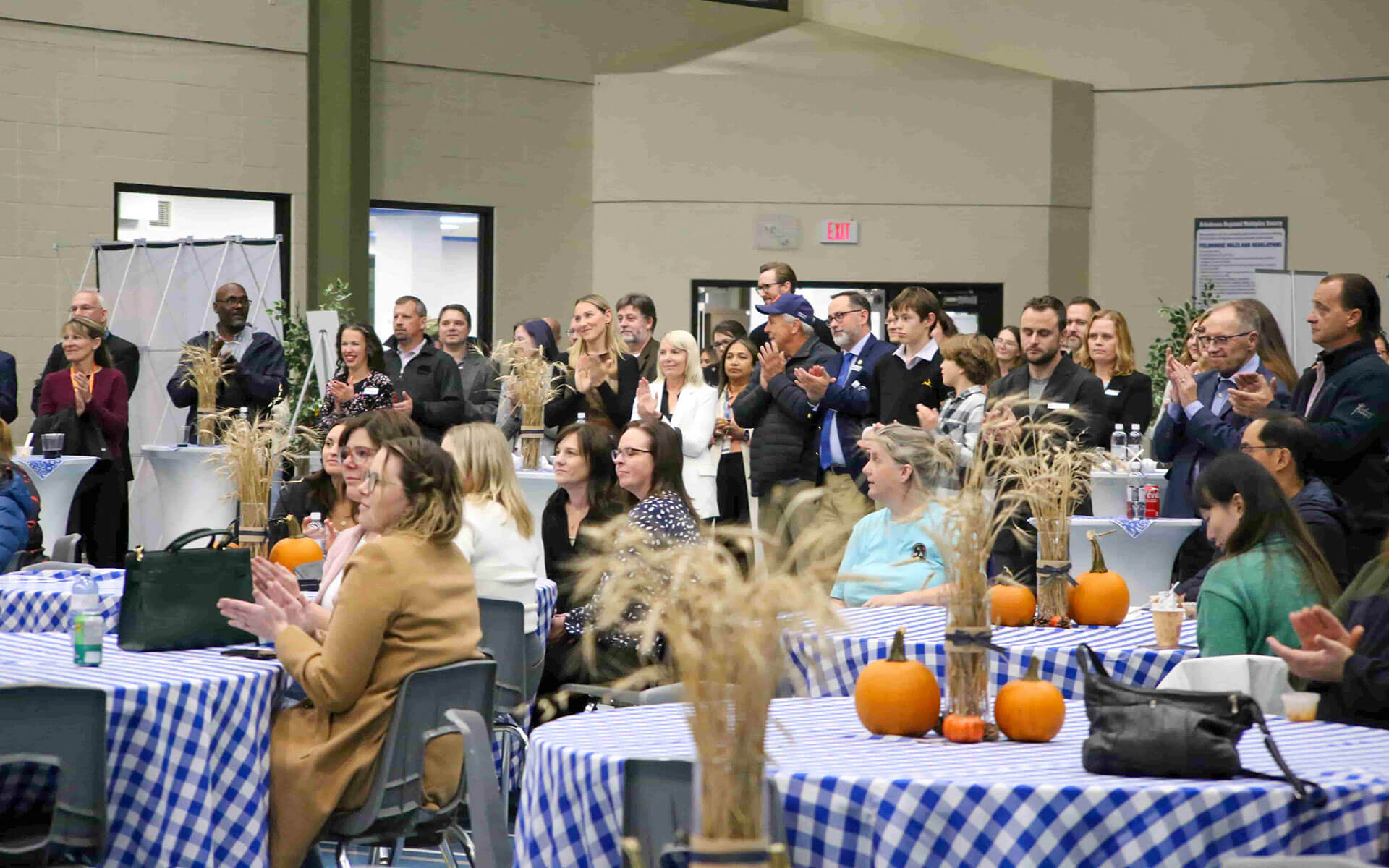 Members of the community gather for a community connection event at the Athabasca Regional Multiplex.
