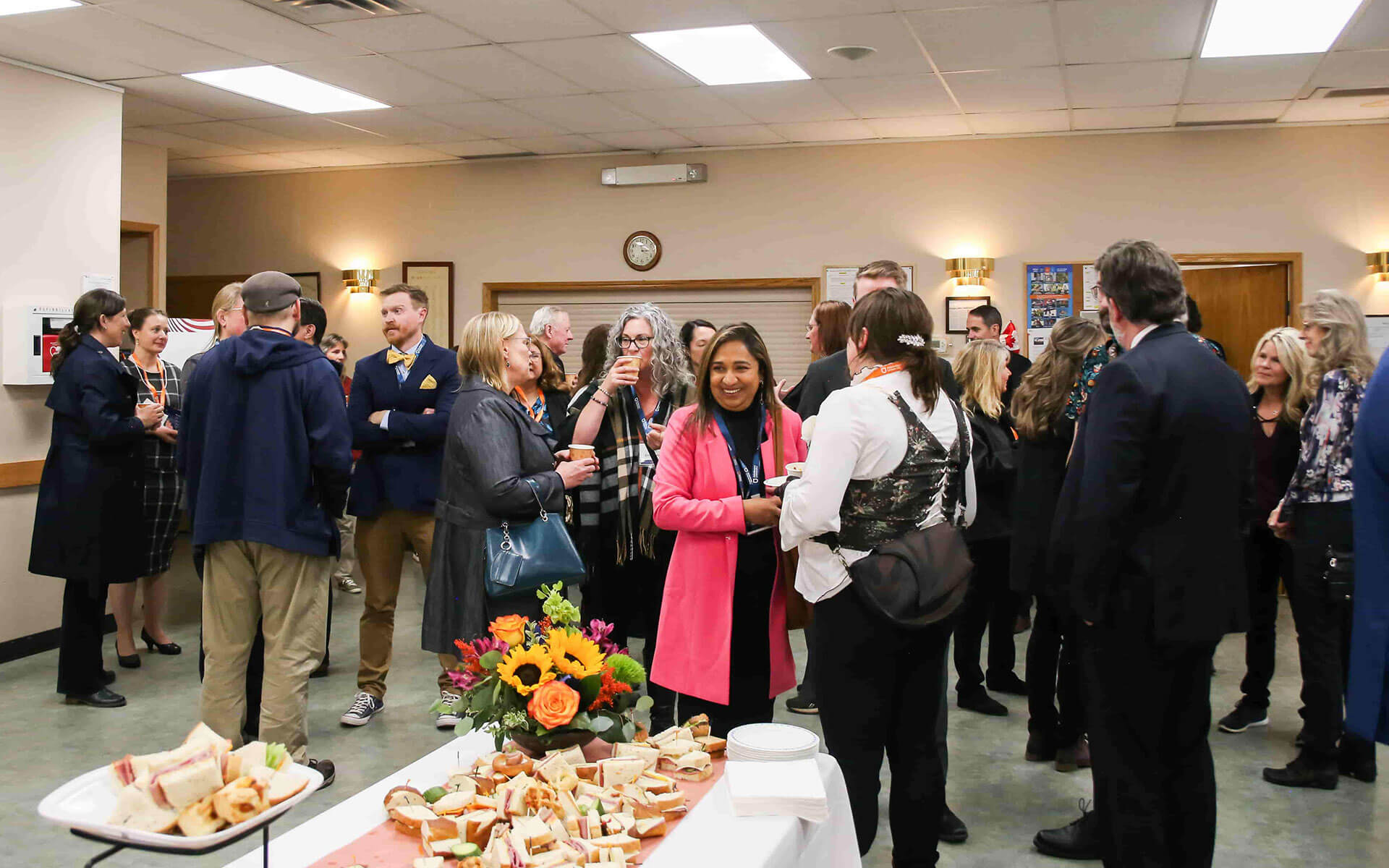 AU team members and Athabasca community members gather for a reception following the presidential installation.