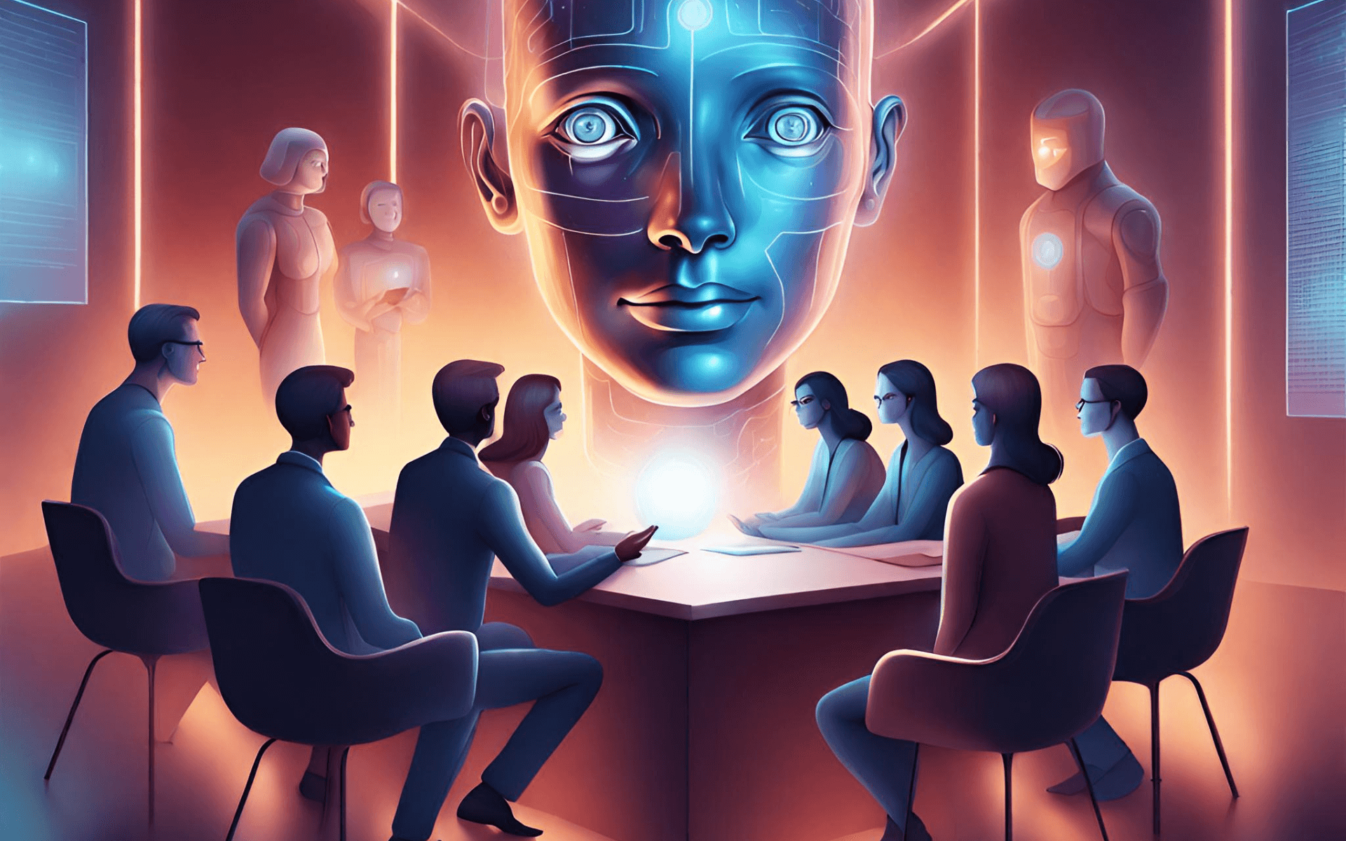 AI-generated image of people learning about artificial intelligence ethics