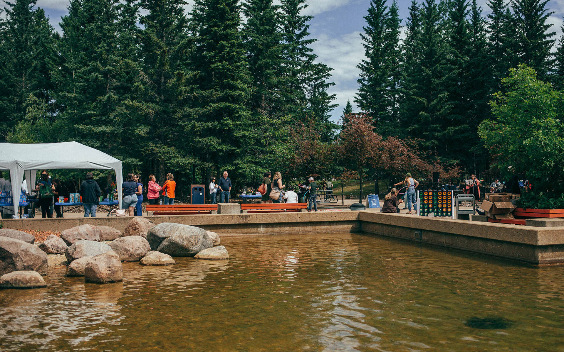athabascauniversity0O0A0778June 17 2023 the pond outside AU Main at Athabasca University’s main campus for homecoming June 18.